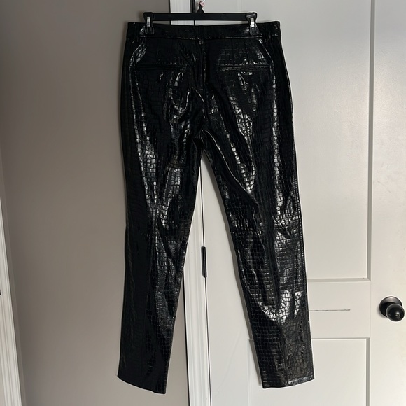 Zara Croc Embossed Faux Leather Pant with Split Hem Black - Size L - Picture 6 of 11